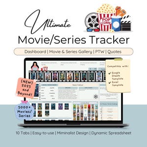 TV Show Drama Series & Movies Tracker Spreadsheet Template Dashboard Gallery Collection Quotes Movie Inventory Picker Movie Watchlist Bingo