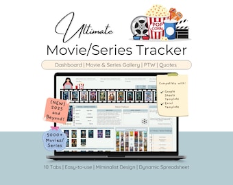 TV Show Drama Series & Movies Tracker Spreadsheet Template Dashboard Gallery Collection Quotes Movie Inventory Picker Movie Watchlist Bingo