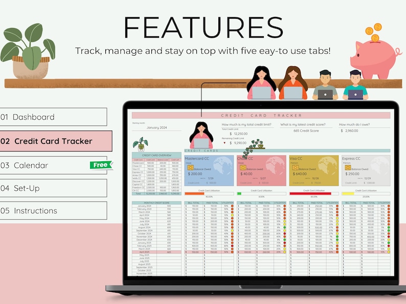 Credit Card Expense Tracker Credit Score Planner Credit Card ...