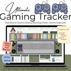 Gaming Tracker Toolkit Spreadsheet Template Games Gallery Collection Achievement Progress Game Review Backlog Picker Gift for Game Lovers