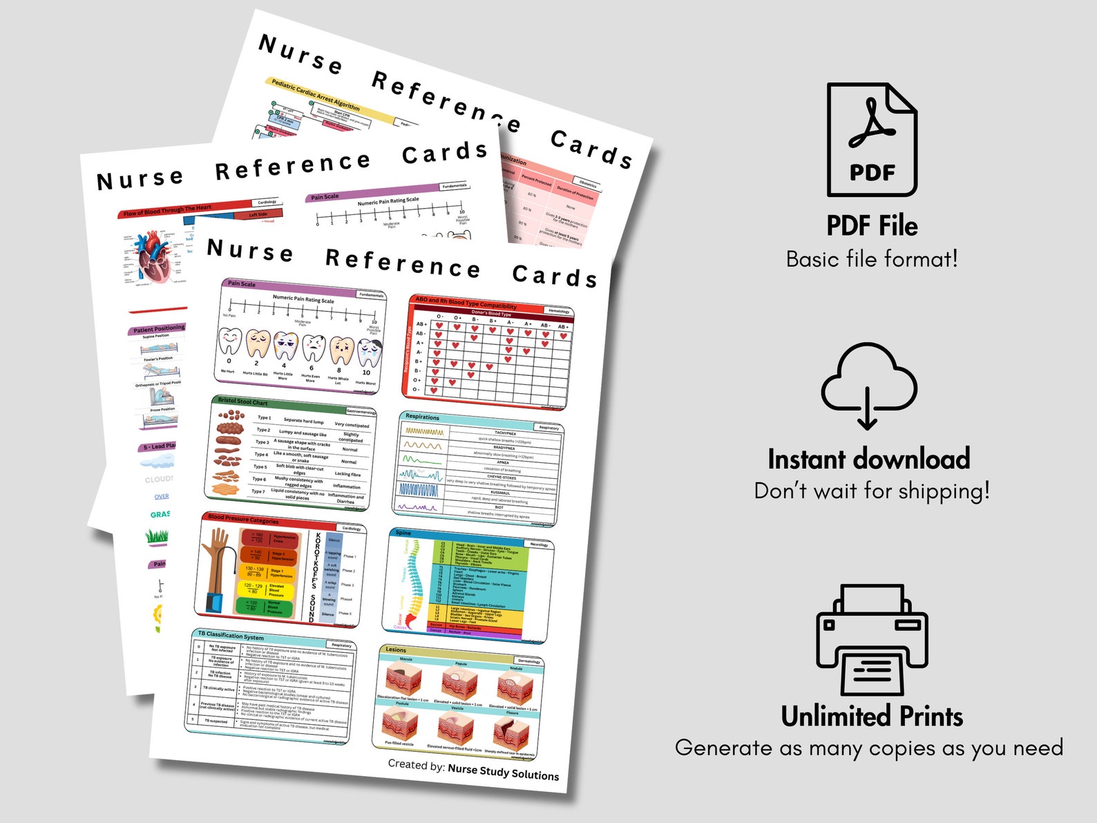 Set of 30 Complete Nurse Reference Badge Card Pack RN Pocket Cards ...