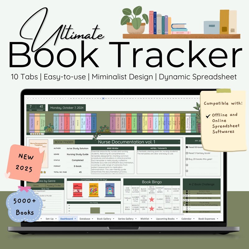 Book Tracker Digital 2025 Etsy