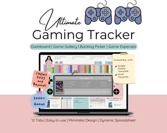 Ultimate Gaming Tracker Video Game Spreadsheet Template Game Review and Achievement Gaming Log Backlog Picker Wishlist Checklist Planner