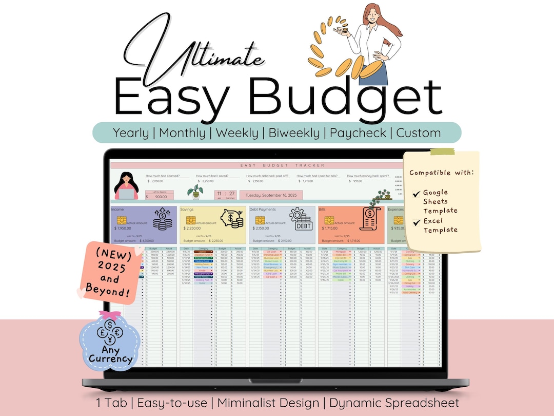 Budget Planner Google Sheets Template Monthly Budget Spreadsheet Excel ...