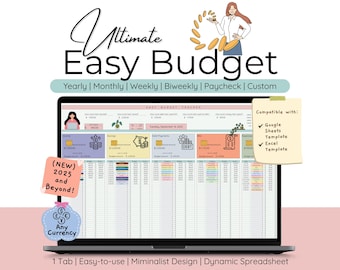Budget Planner Google Sheets Template Monthly Budget Spreadsheet Excel Template Weekly Paycheck Biweekly Budget Tracker Expense Debt Bills