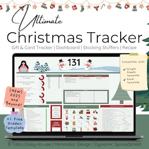 Christmas Gift Tracker Excel Template Google Sheets Template Spreadsheet Holiday Gift Planner Shopping Budget Expense Xmas Card List Journal