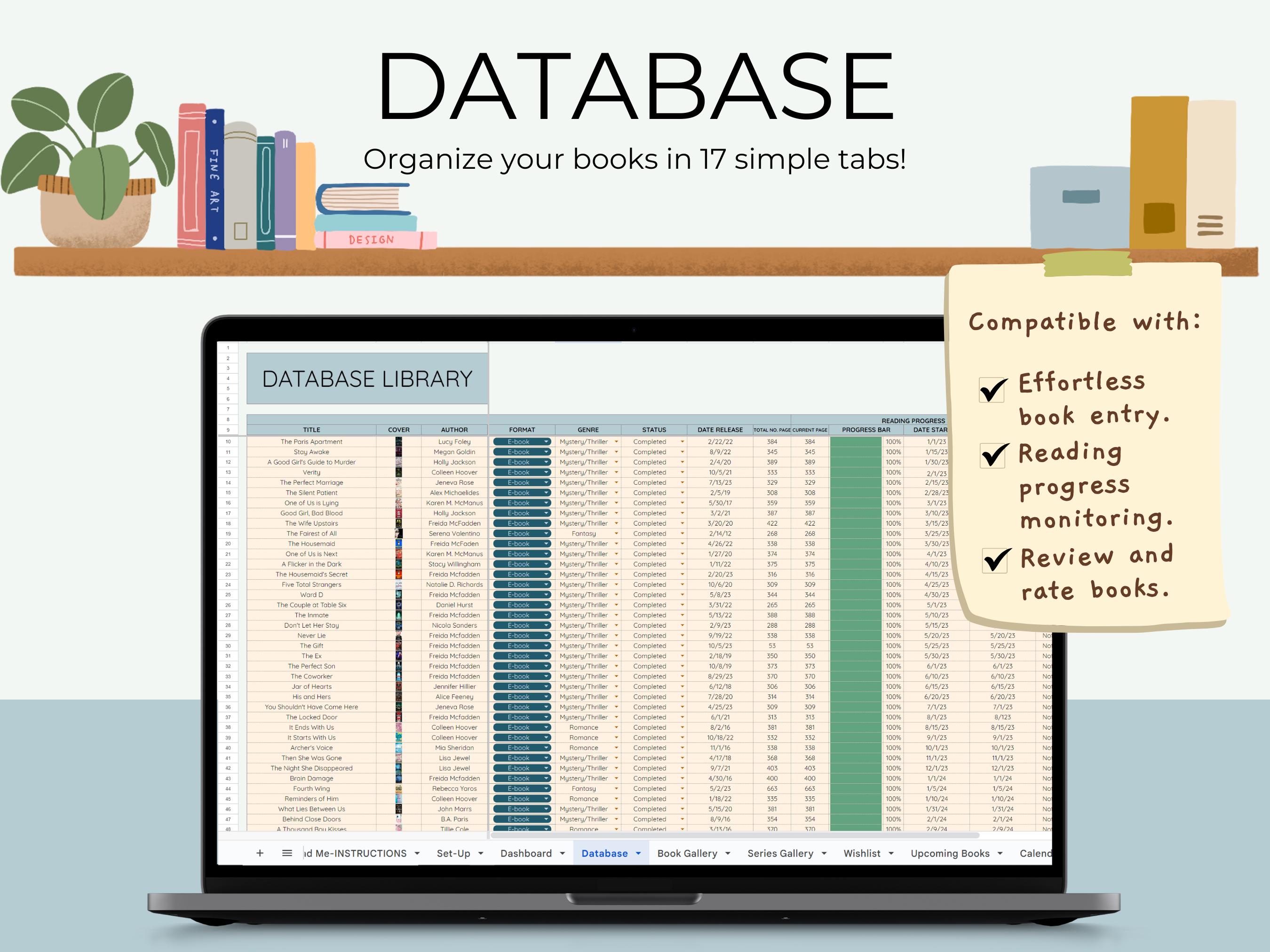 2025 Reading Tracker Spreadsheet Book Tracker Spreadsheet Template ...