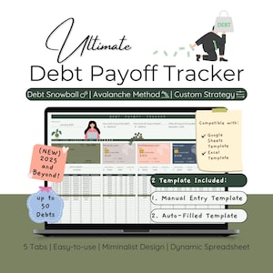 Debt Payoff Tracker Snowball Calculator Spreadsheet Template Avalanche Method Debt Free Financial Planner Credit Card Payment Schedule Loan