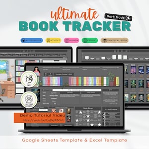 Reading Tracker Google Sheets Template Book Tracker Planner Excel Template TBR Journal Reading Log Spreadsheet Digital Personal Library List