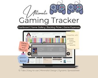 2026 Game Tracker Excel Template Spreadsheet Video Game Tracker Google Sheets Template Gaming Backlog Review Planner Log Achievement Journal