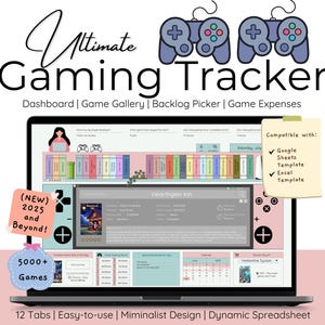 Ultimate Gaming Tracker Video Game Spreadsheet Template Game Review and Achievement Gaming Log Backlog Picker Wishlist Checklist Planner