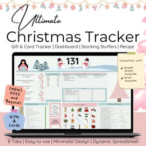Christmas Gift Tracker Google Sheets Template & Excel Template Spreadsheet Gift List Holiday Planner Christmas Card Shopping Expenses Budget