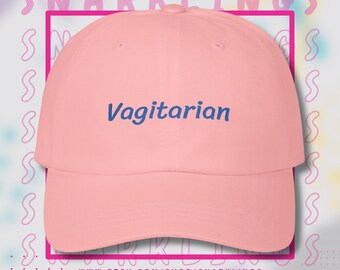 Vagitarian | Embroidered Dad Cap | Adult Humor Cap, Lesbian Pride Hat, LGBT Gift, Inappropriate Joke