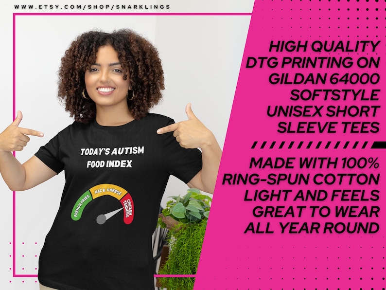 Camiseta gráfica del Índice de Alimentos para el Autismo / Camiseta autista peculiarmente específica, camiseta neurodivergente, camiseta Tism, diseño de tiras de pollo imagen 4