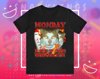 Monday Left Me Broken Singing Cat Graphic Tee