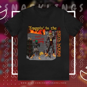 Trappin' in The Sixth House Graphic Tee | Funny Morrowind T-Shirt, Elder Scrolls Shirt, Nerevarine, Dagoth Ur, Almalexia, Vivec, Telvanni