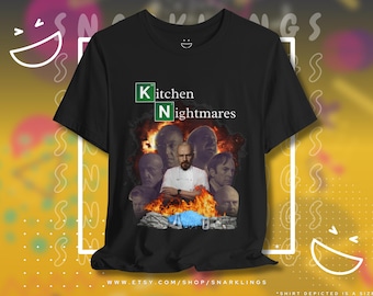 Breaking Bad Kitchen Nightmares Mashup Parody Graphic Tee | Walter White Gus Fring Gordon Ramsay T-shirt, Heisenberg Jesse Pinkman Tee