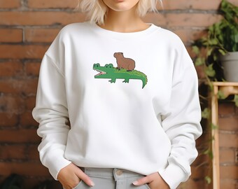 Capybara Alligator Sweatshirt, Funny Capybara Crewneck, Gator Shirt, Capybara Rodent Vintage Sweatshirt, Cute Capy Tee, Capybara Shirt Gift