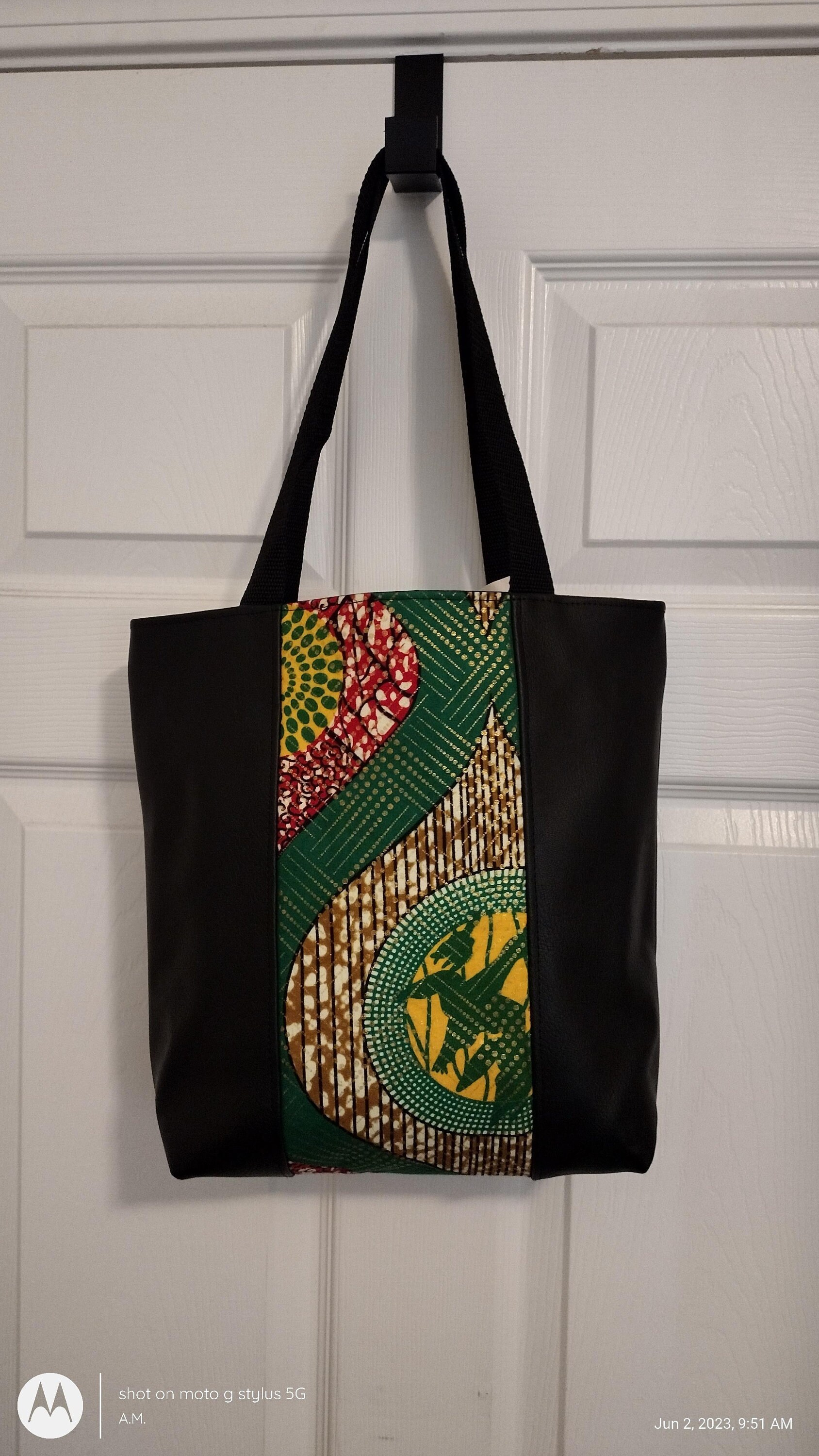 Lime African Multi Colour Print Canvas Small Tote Bag main image 1
