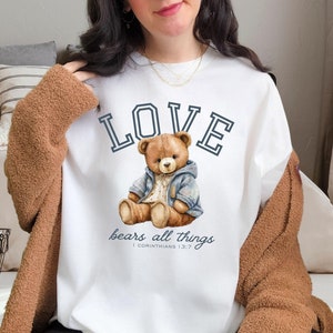 Koszulka z misiem Teddy Bear, koszulka Christian Comfort Colors, koszulka Love Bears all things Bible vership, koszulka Preppy Teddy Bear, Soft Life Era, Cutecore