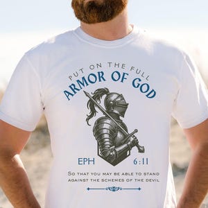 Mens Armor of God Shirt, T-shirt for Christian Man, Godfather Gift, Christian Comfort Colors Tshirt, Bible Verse Shirt, Armor of God Tshirt