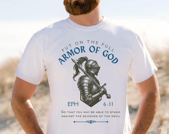 Mens Armor of God Shirt, T-shirt for Christian Man, Godfather Gift, Christian Comfort Colors Tshirt, Bible Verse Shirt, Armor of God Tshirt