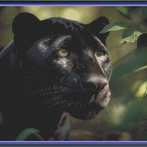 Black Panther On The Hunt Cross Stitch Pattern (PDF), Pattern Keeper Compatible
