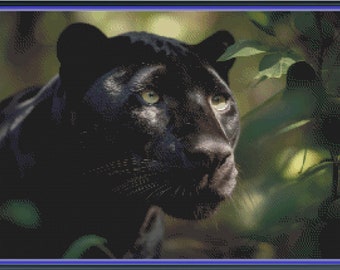 Black Panther On The Hunt Cross Stitch Pattern (PDF), Pattern Keeper Compatible