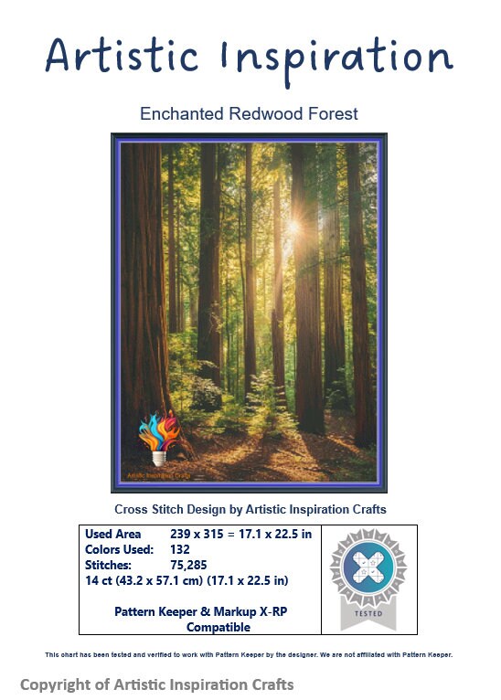 HD Enchanted Redwood Forest Cross Stitch Pattern | Serene Nature Scene ...