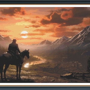 The Old West Sunset Cross Stitch Pattern - Pattern Keeper Compatible