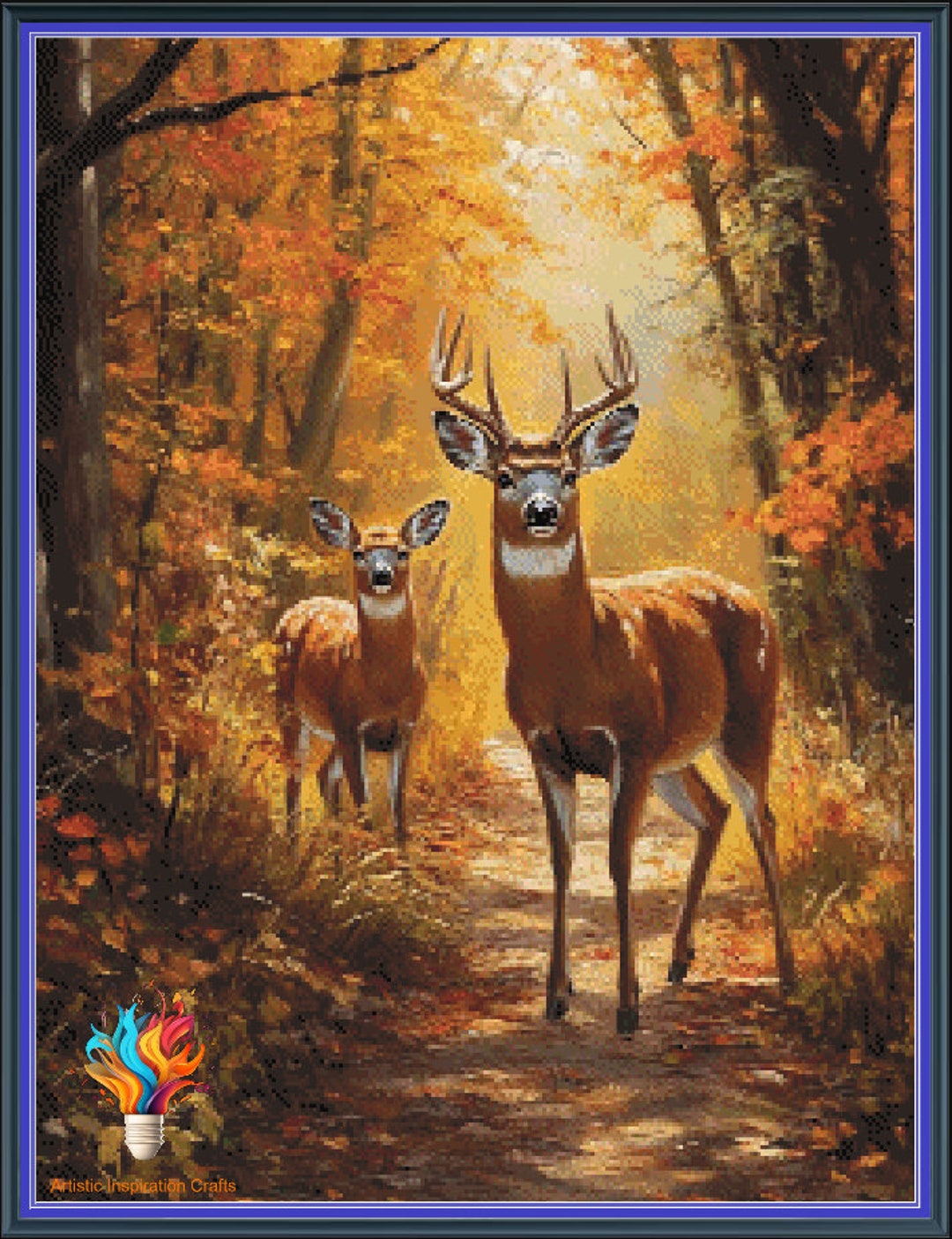 Autumn Deer in the Forest Cross Stitch Pattern | Serene Nature Scene ...