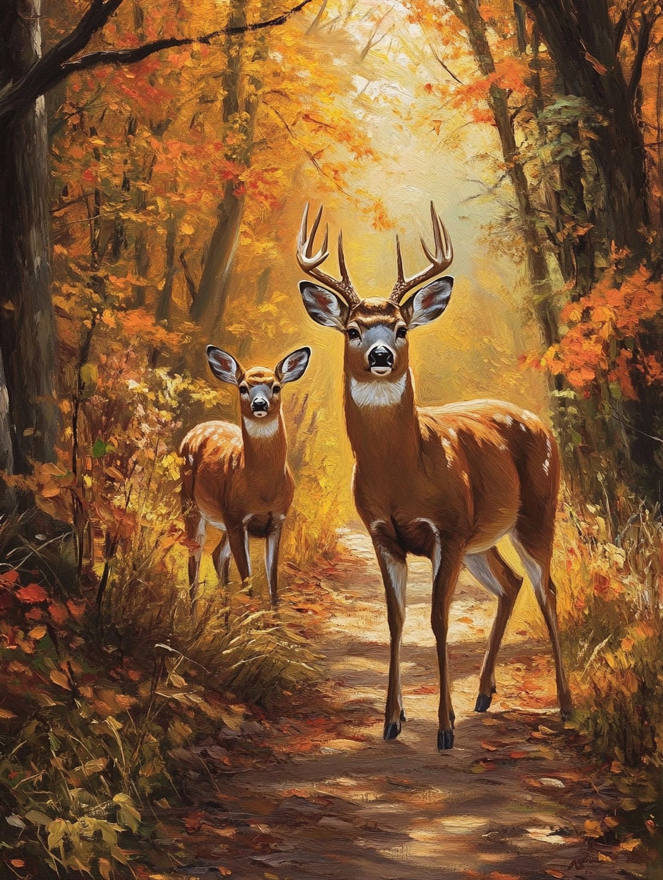 Autumn Deer in the Forest Cross Stitch Pattern | Serene Nature Scene ...