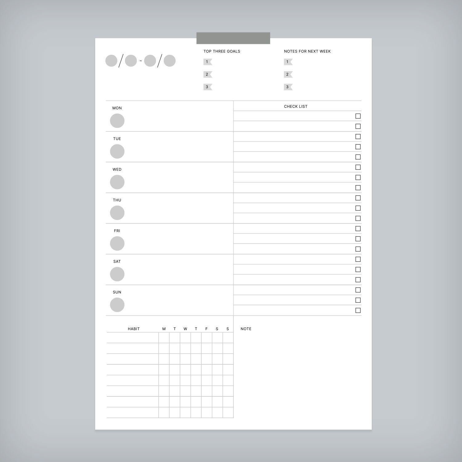 Weekly Checklist Planner Printable Digital Fillable Weekly - Etsy