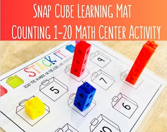 Snap Cube-Lernmatten, Zählen 1–20 Mathe-Center-Aktivität – Kindergarten-Mathe – Vorschul-Mathe