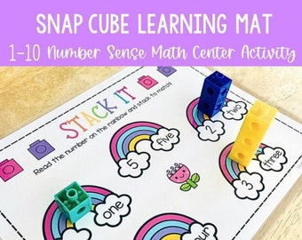 Preschool Math - Spring 1-10 Math Center Printable Activity - Counting Unifix Snap Cubes- Learning Mat