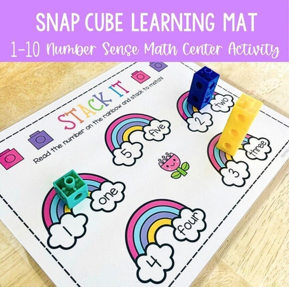 Spring 1-10 Math Center Printable Activity - Counting Unifix Snap Cubes- Learning Mat