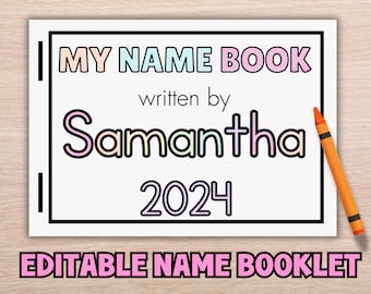 Editable Name Booklet | Customizable Name Learning Activity for Kids | Canva Template| Primary Literacy | Name Practice| Kindergarten| PreK