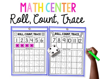 Rodar, contar, trazar ~ Juego imprimible para centros de matemáticas: subitización y reconocimiento de números: centros de matemáticas, educación en el hogar, jardín de infantes, primer grado