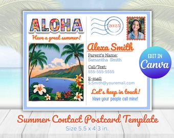 Summer Contact Postcard: Kids Customizable Template