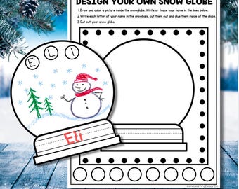 Printable Snow Globe Name Craft for Kids -Winter Activity