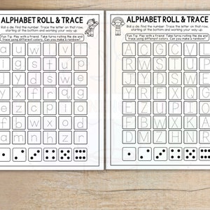 Juego de trazar y tirar el alfabeto: juego de alfabetización imprimible: educación en el hogar, preescolar, jardín de infantes, reconocimiento de letras