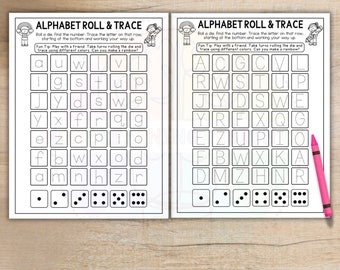Alphabet Roll & Trace Game - Printable Literacy Game - Homeschool,Preschool, Kindergarten, Letter Recognition