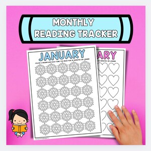 May include: A printable reading tracker for January and February. The January tracker features snowflakes to color in each time you read for 20 minutes or longer. The February tracker features hearts to color in each time you read for 20 minutes or longer.