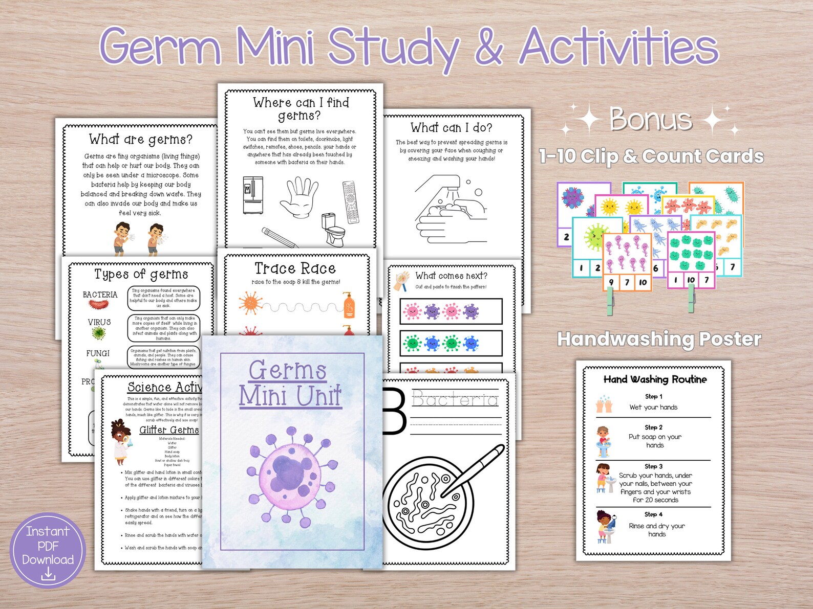 Germs Mini Study Activities - Science Units - Science Centers L ...