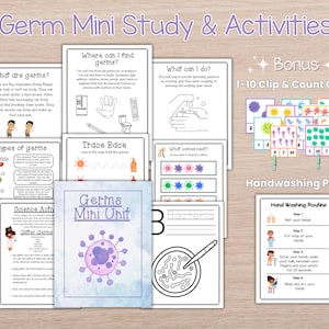 Mini actividades de estudio sobre los gérmenes - Unidades científicas - Centros científicos l Jardín de infantes, preescolar, aprendizaje en el hogar