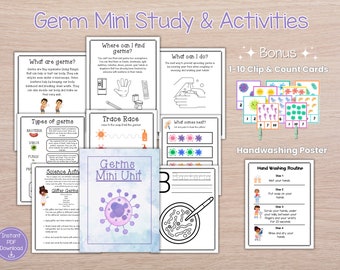 Germs Mini Study Activities - Science Units - Science Centers l  Kindergarten, Preschool, Home Learning