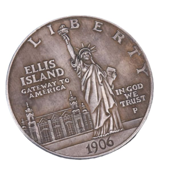 Rare 1906 united States Ellis Island and the Statue of Liberty Restrike coin