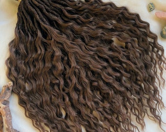 Wavy brown chocolade dreadlocks handmade, lightweight and realistic synthetic dreads - customizable length and thickness