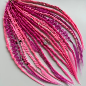 Bumpy crochet pink dreads synthetic hair dreadlocks with free ends and accessories fake dreadlocks extensions
