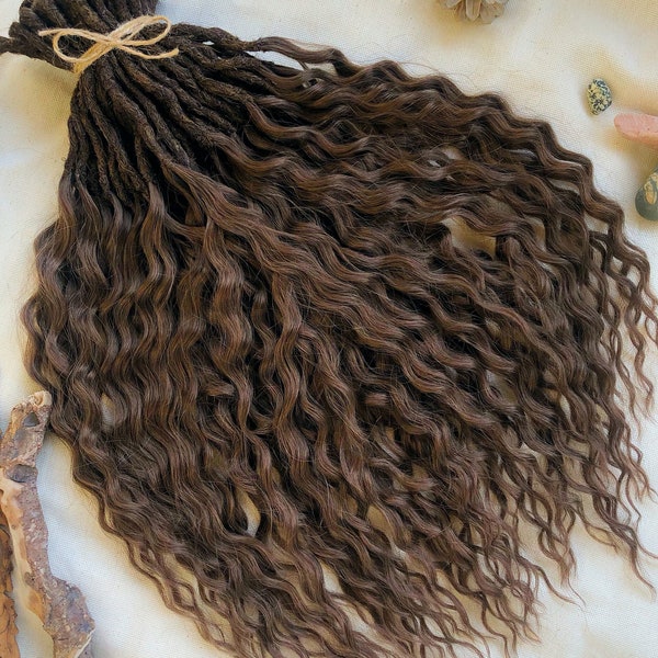 Wavy brown chocolade dreadlocks handmade, lightweight and realistic synthetic dreads - customizable length and thickness